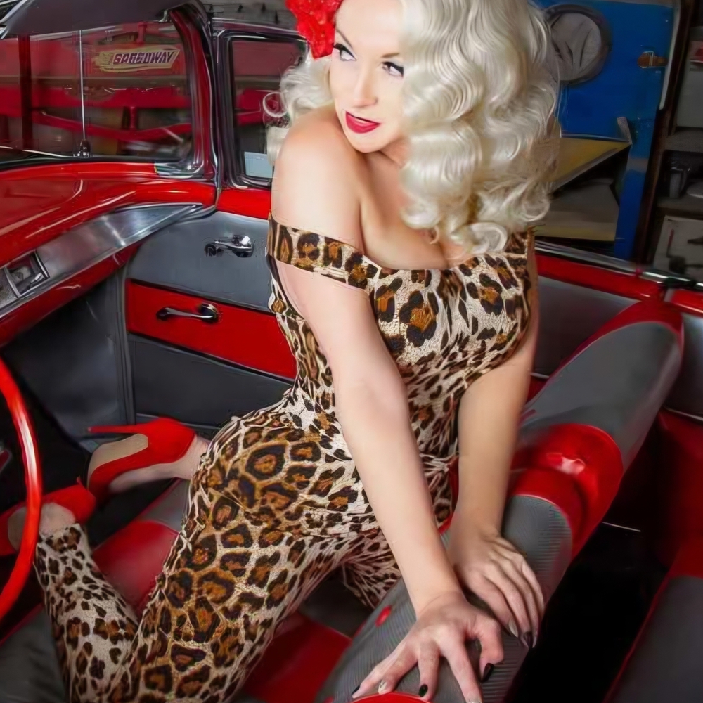 Leopard Print Pinup Jumpsuit